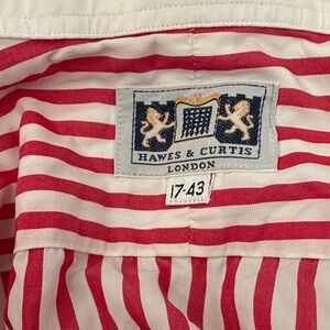 Hawes & Curtis London Multicolor Red White Striped Men’s Dress Shirt Size 17-43